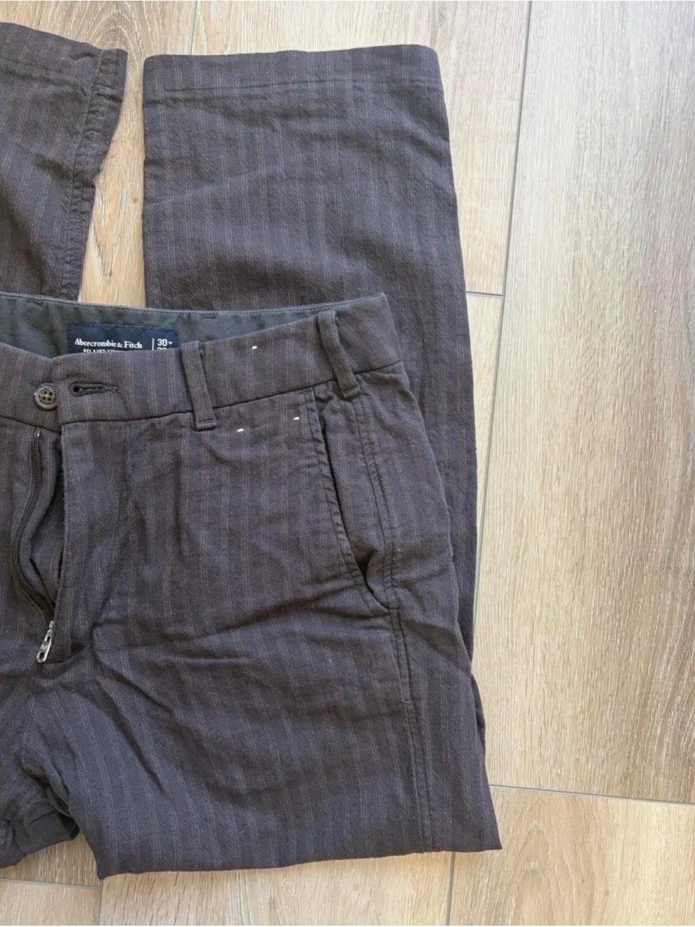 Abercrombie & Fitch Dark Brown Pinstripe Chinos